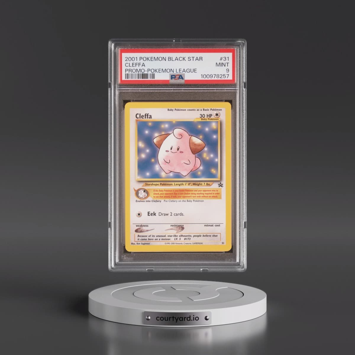 2001 Pokémon Promo Black Star #31 Cleffa - Pokemon League (PSA 9 MINT)
