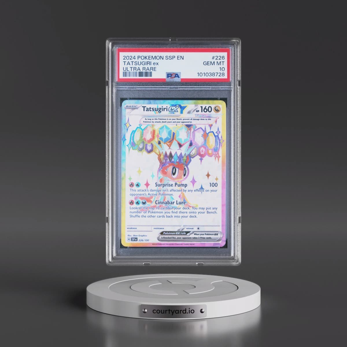 2024 Pokémon Ssp EN-Surging Sparks #226 Tatsugiri EX - Holo Ultra Rare (PSA 10 GEM MINT)
