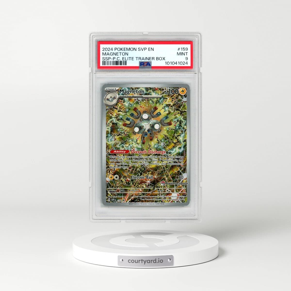 2024 Pokémon Svp EN-SV Black Star Promo #159 Magneton - Surging Sparks Pokemon Center Elite Trainer Box (PSA 9 MINT)