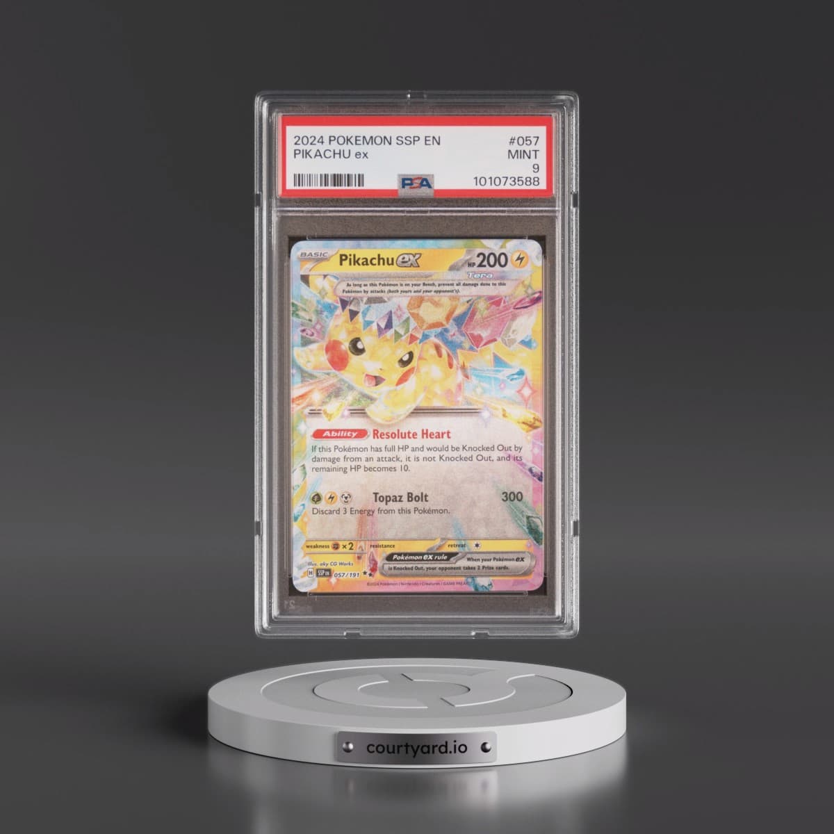 2024 Pokémon Ssp EN-Surging Sparks #057 Pikachu EX - Holo (PSA 9 MINT)