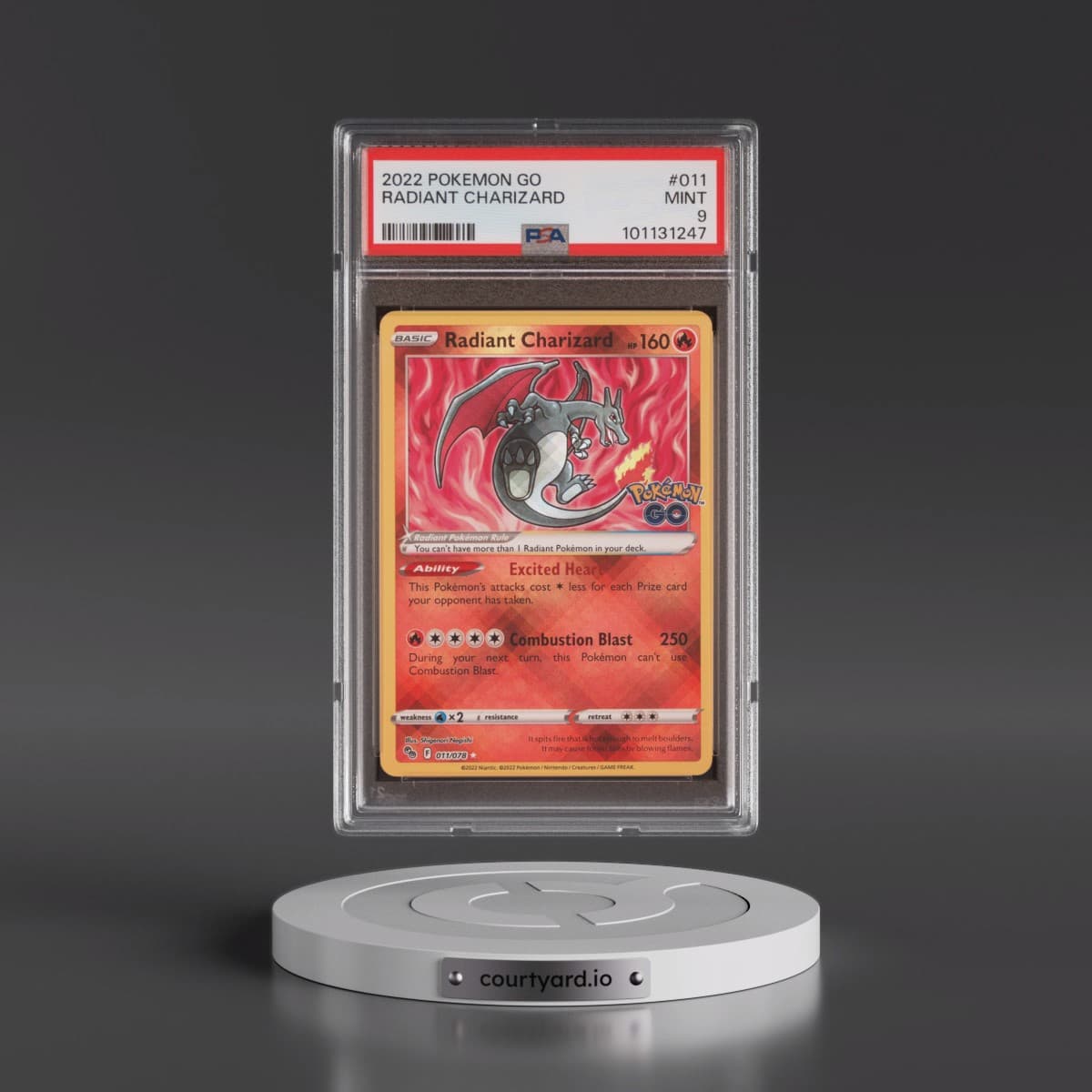 2022 Pokémon Go #011 Radiant Charizard - Holo (PSA 9 MINT)