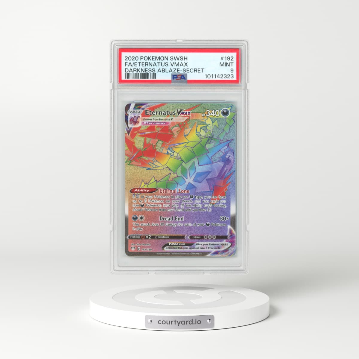 2020 Pokémon Sword & Shield Darkness Ablaze #192 Eternatus Vmax - Full Art Secret (PSA 9 MINT)