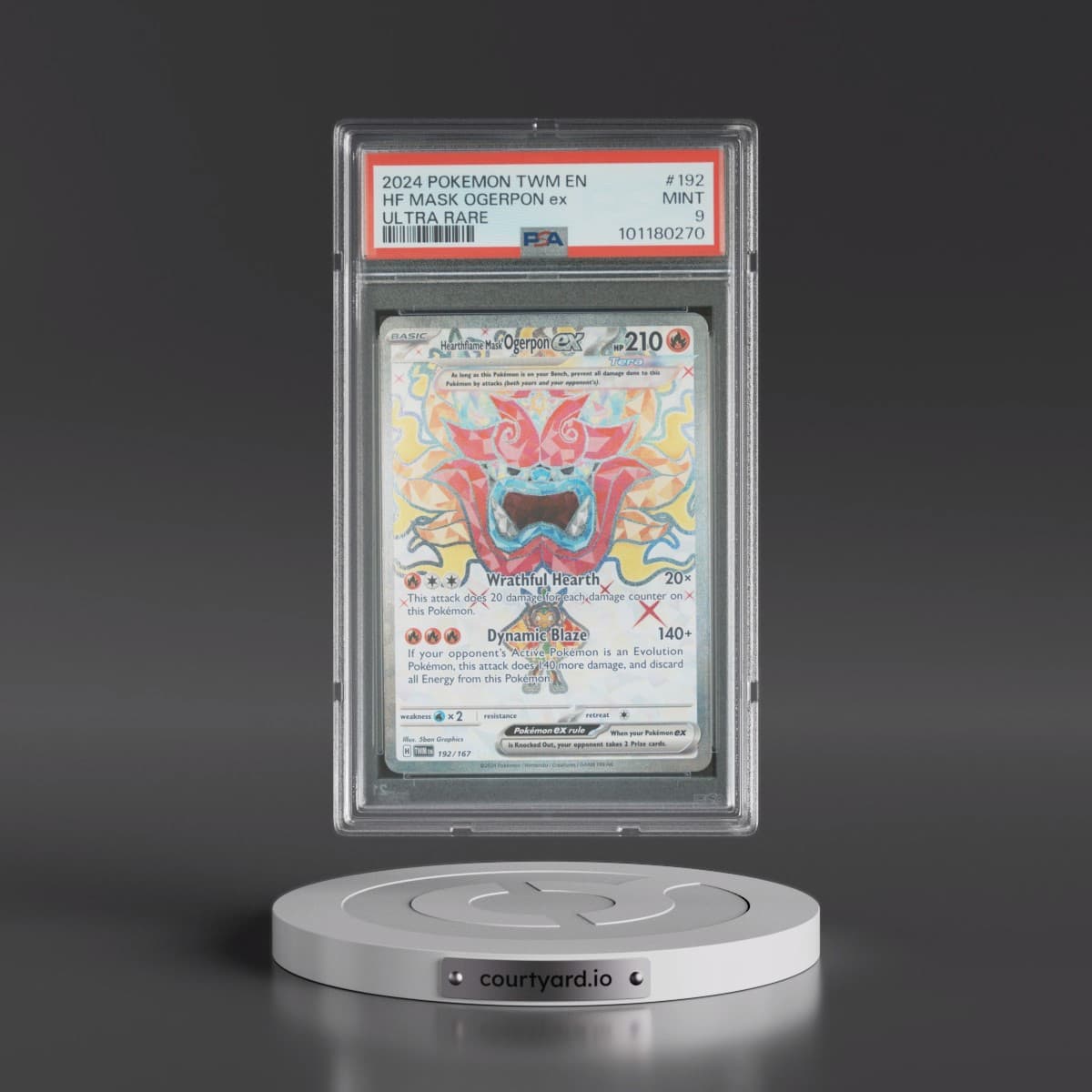 2024 Pokémon Twm EN-Twilight Masquerade #192 Hearthflame Mask Ogerpon EX - Holo Ultra Rare (PSA 9 MINT)