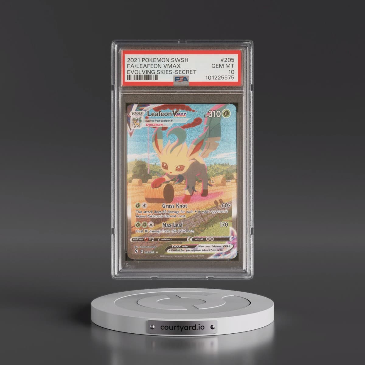 2021 Pokémon Sword & Shield Evolving Skies #205 Leafeon Vmax - Full Art Secret (PSA 10 GEM MINT)