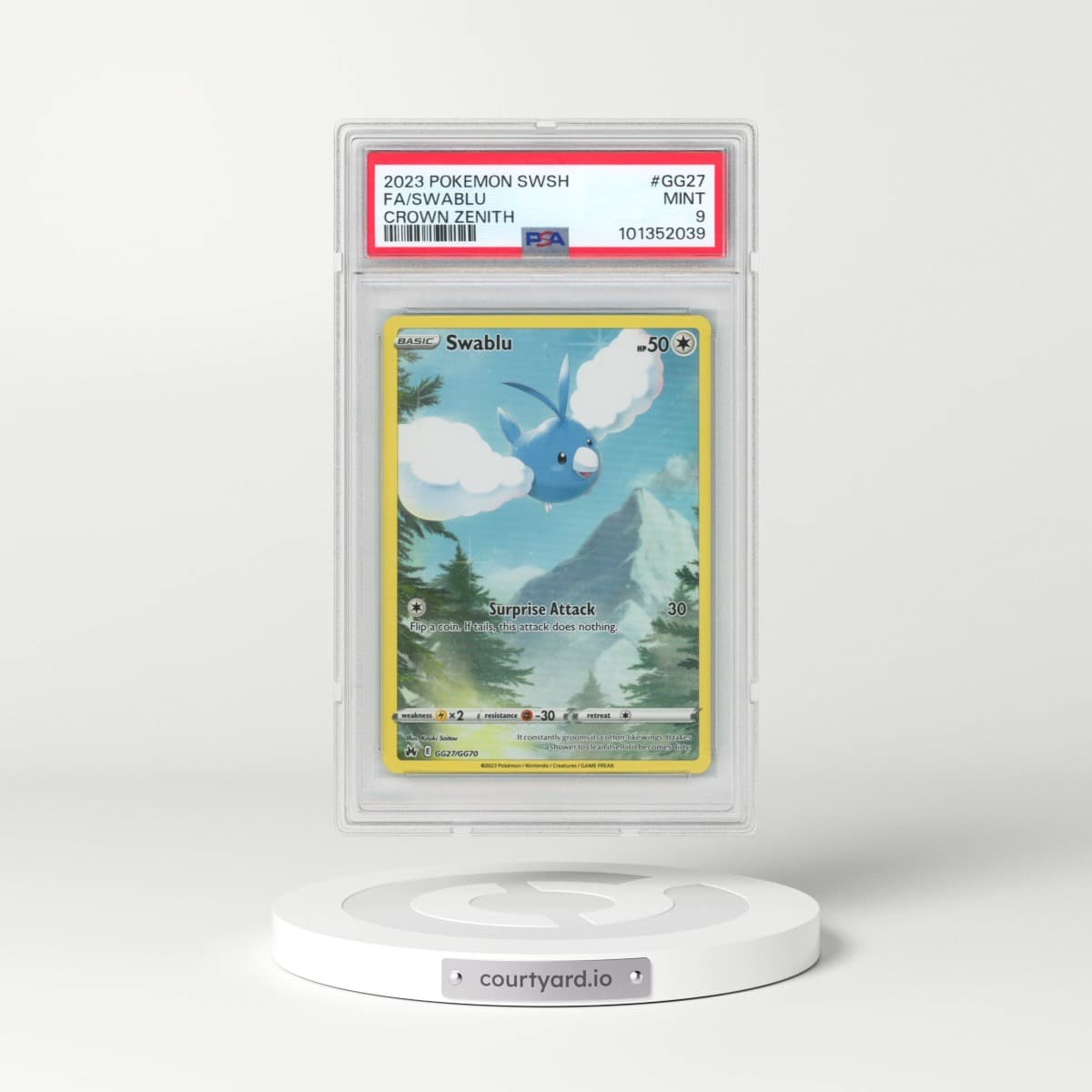 2023 Pokémon Sword and Shield Crown Zenith #GG27 Swablu - Full Art (PSA 9 MINT)