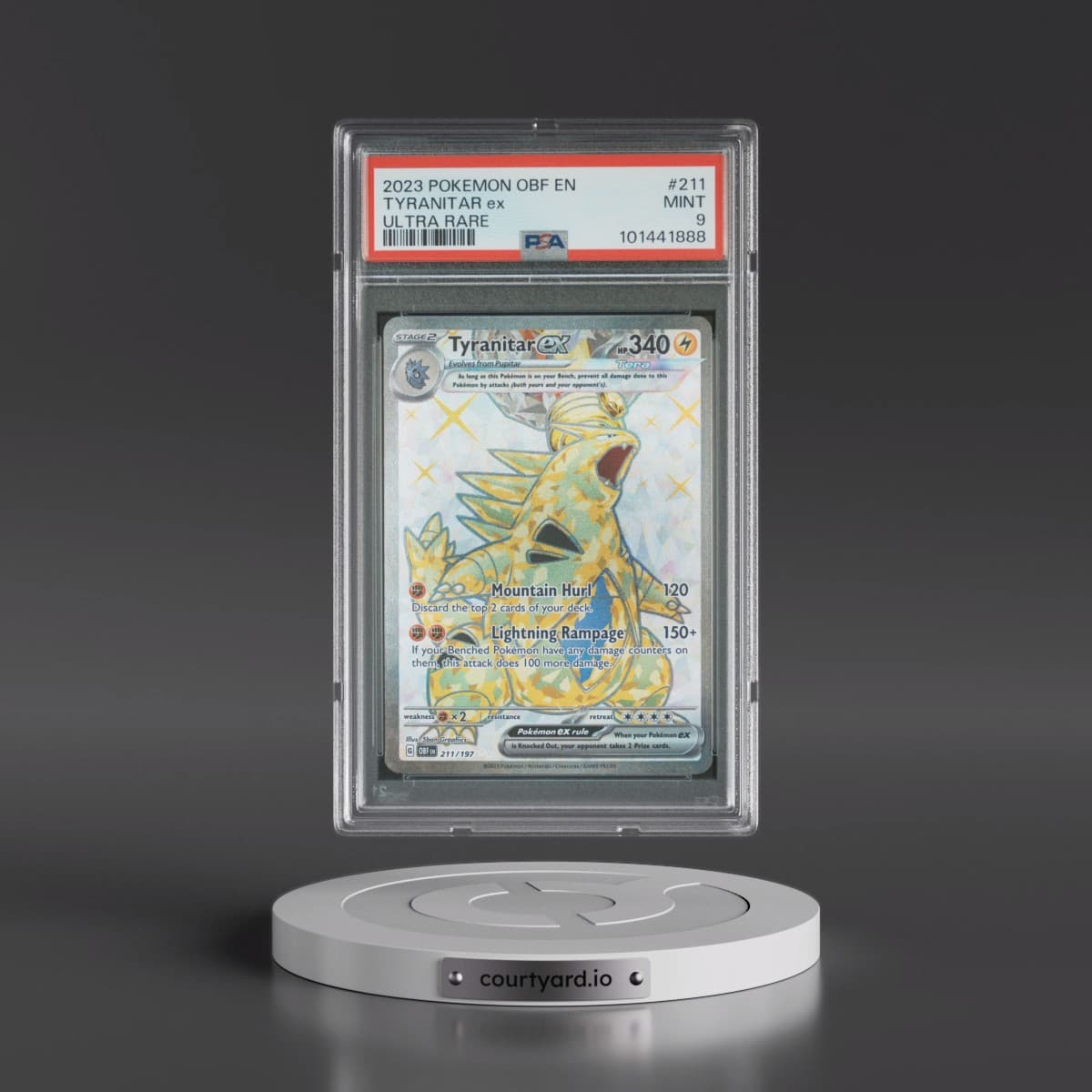 2023 Pokémon Obf EN-Obsidian Flames #211 Tyranitar EX - Holo Ultra Rare (PSA 9 MINT)