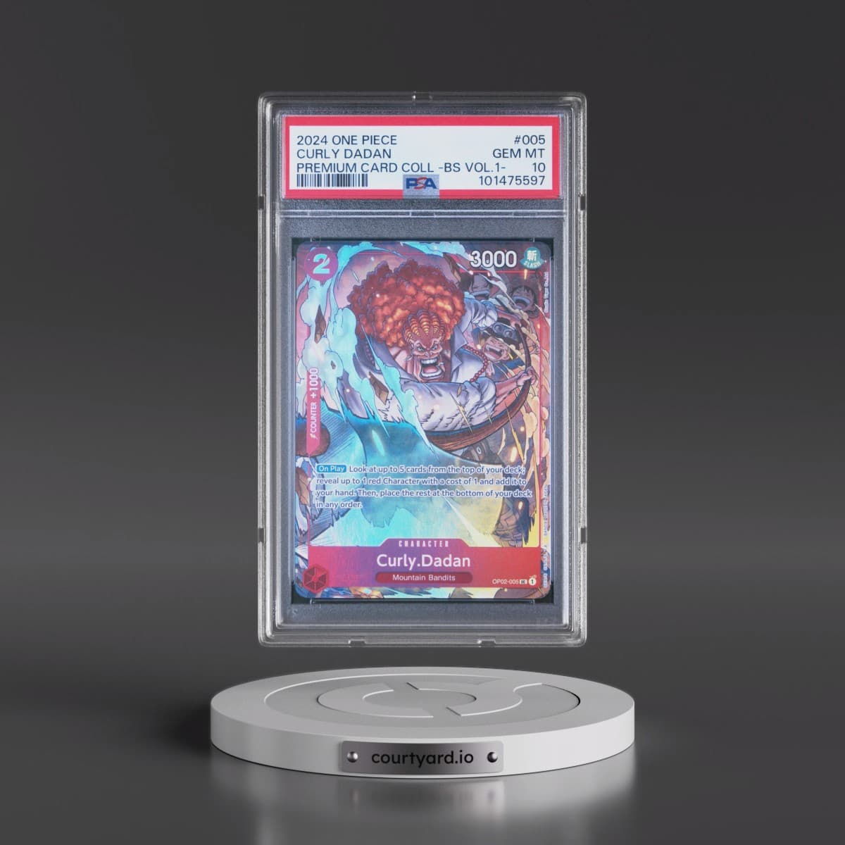 2024 One Piece Premium Card Collection -Best Selection Vol.1 #005 Curly Dadan (PSA 10 GEM MINT)