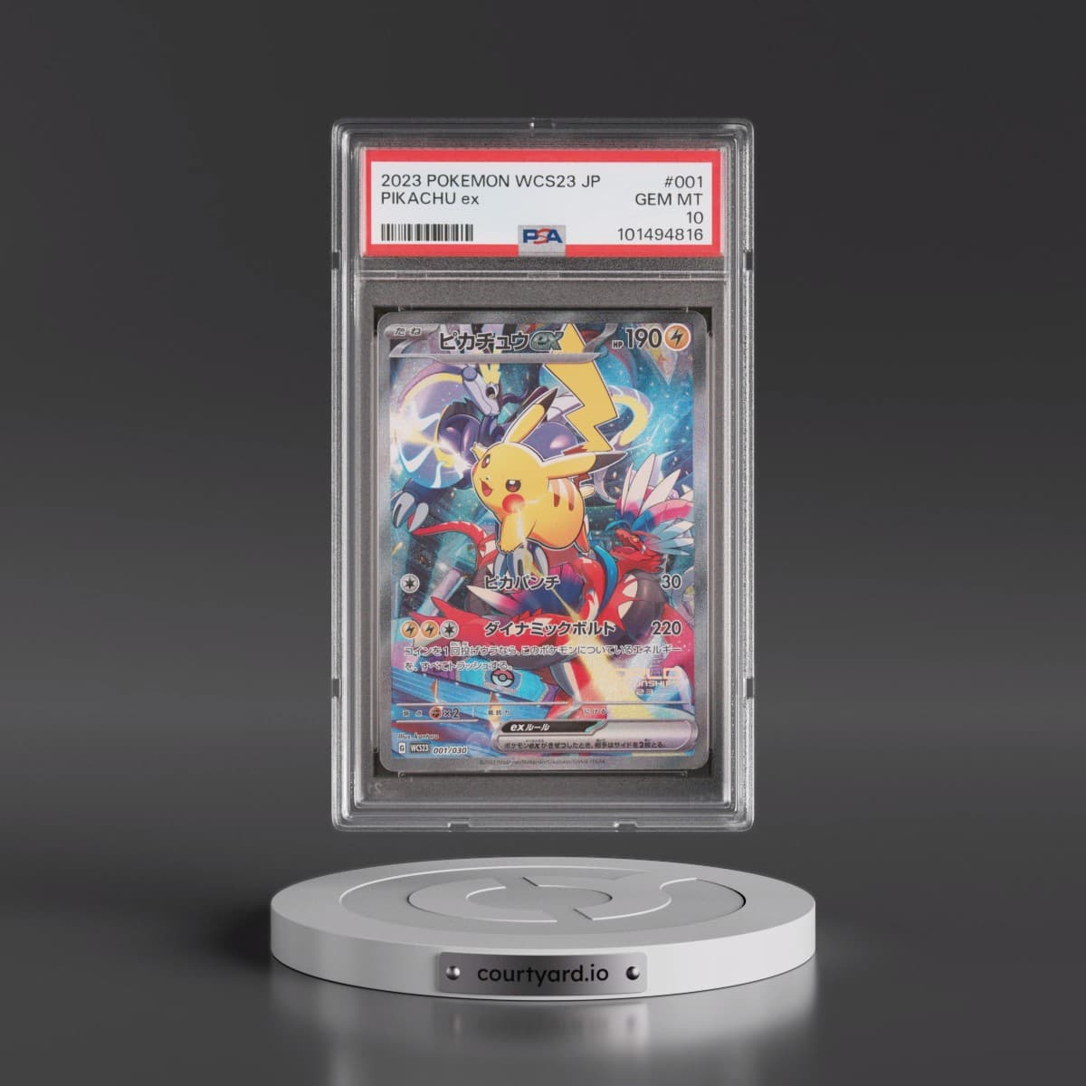2023 Pokémon WCS23-World Championships Yokohama Deck: Pikachu #001 Pikachu EX - Holo (PSA 10 GEM MINT)