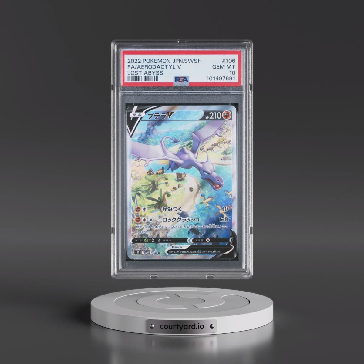 2022 Pokémon Sword & Shield Lost Abyss #106 Aerodactyl V - Holo Full Art (PSA 10 GEM MINT)