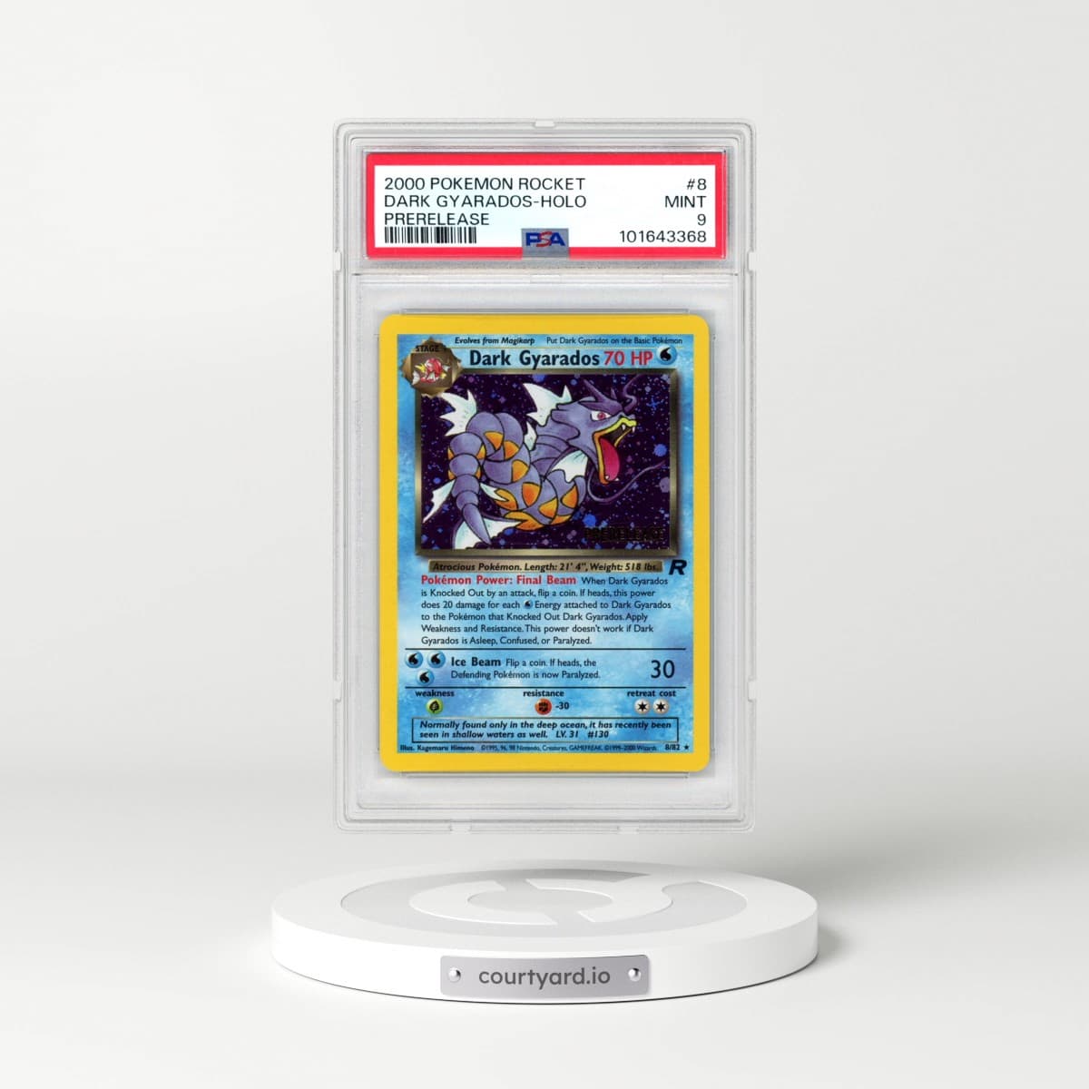 2000 Pokémon Rocket #8 Dark Gyarados - Holo Prerelease (PSA 9 MINT)