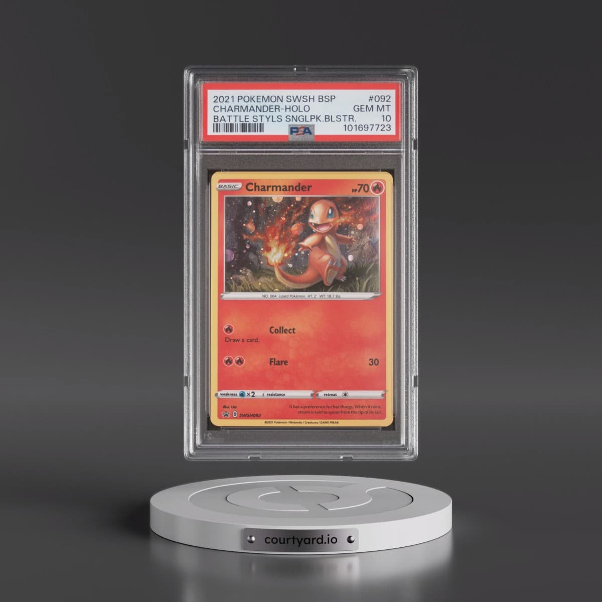 2021 Pokémon Swsh Black Star Promo #092 Charmander - Holo Battle Styles Single Pack Blister (PSA 10 GEM MINT)