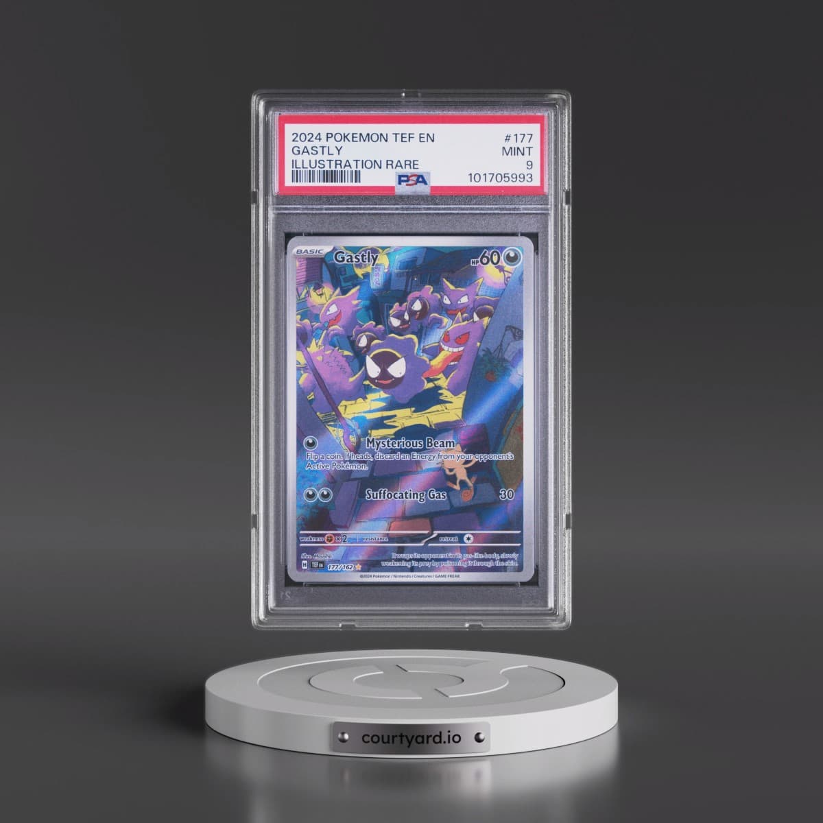 2024 Pokémon Tef EN-Temporal Forces #177 Gastly - Illustration Rare (PSA 9 MINT)