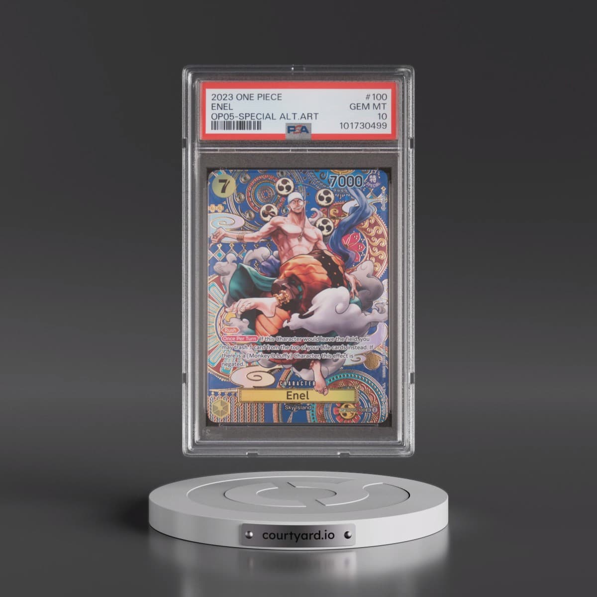 2023 One Piece OP05-Awakening of the New Era #100 Enel - Special Alternate Art (PSA 10 GEM MINT)