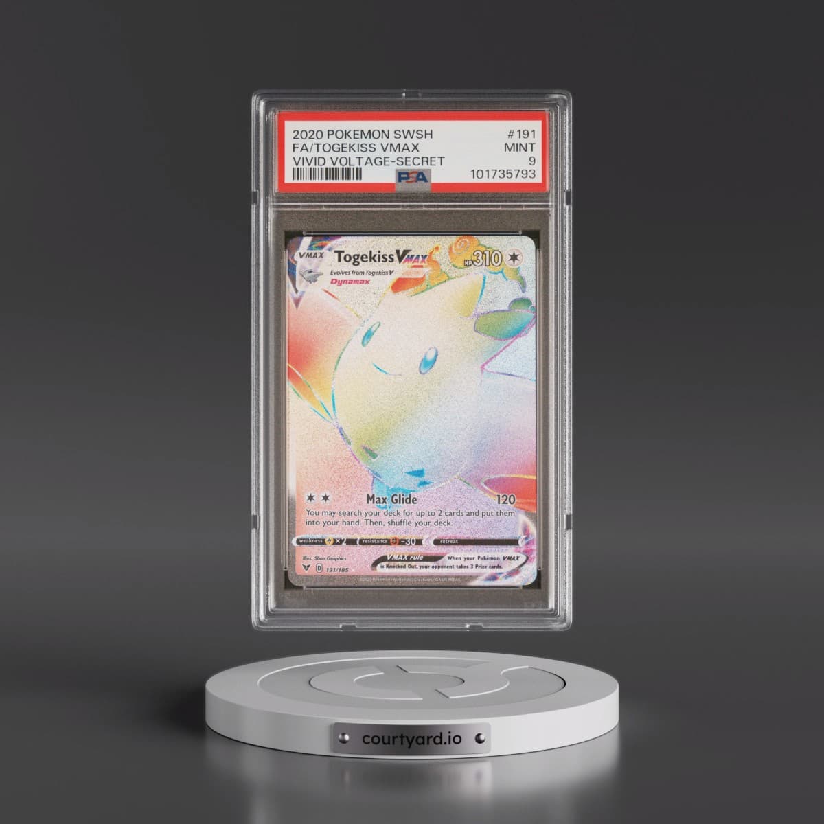 2020 Pokémon Sword & Shield Vivid Voltage #191 Togekiss Vmax - Full Art Secret (PSA 9 MINT)
