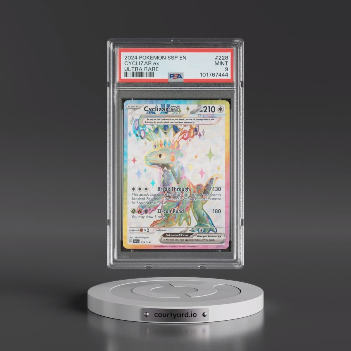 2024 Pokémon Ssp EN-Surging Sparks #228 Cyclizar EX - Holo Ultra Rare (PSA 9 MINT)