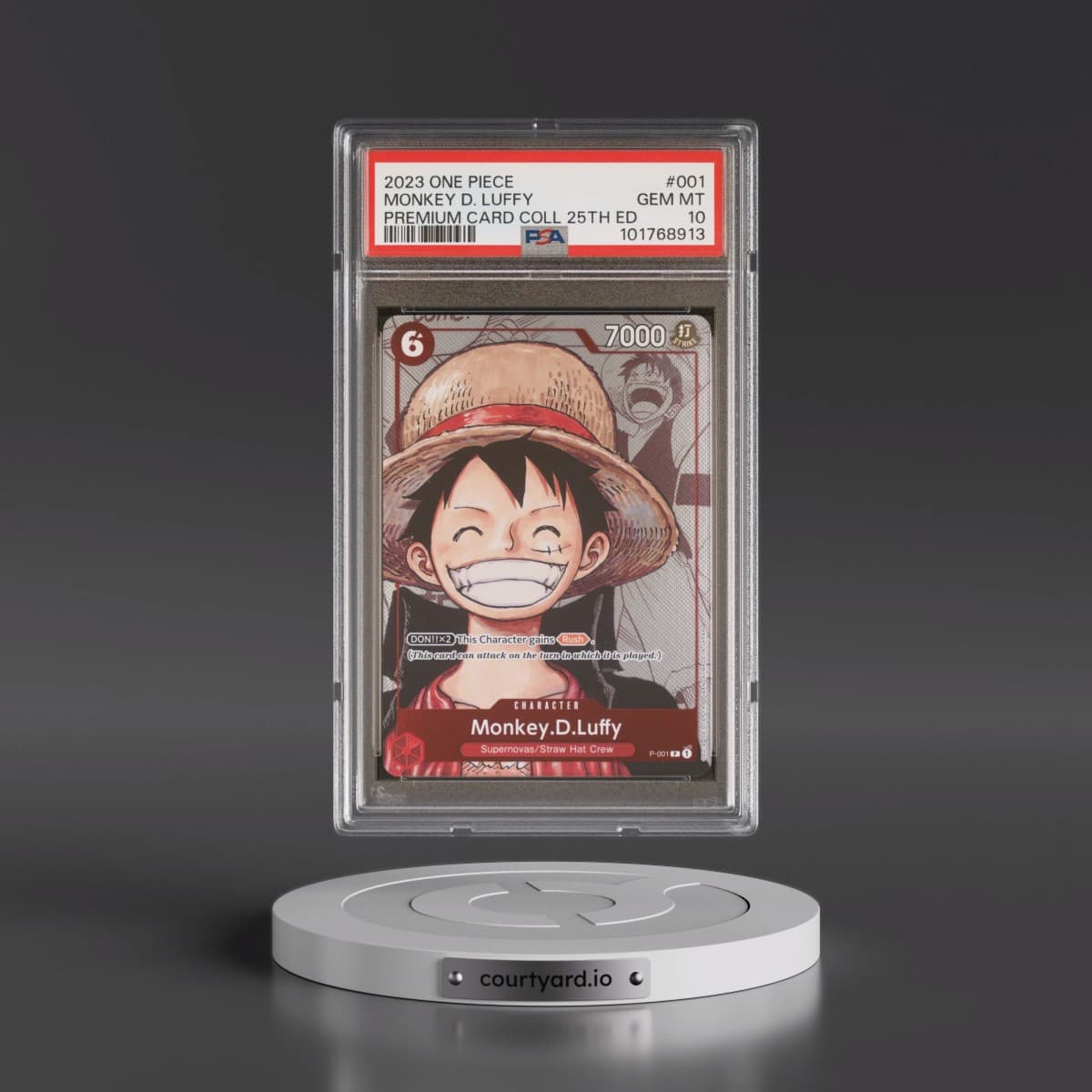 2023 One Piece Premium Bandai Premium Card Collection 25th Edition #001 Monkey D. Luffy (PSA 10 GEM MINT)