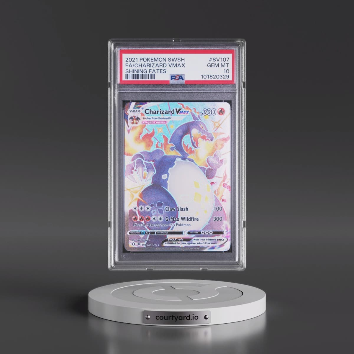 2021 Pokémon Sword & Shield Shining Fates #SV107 Charizard Vmax - Full Art (PSA 10 GEM MINT)