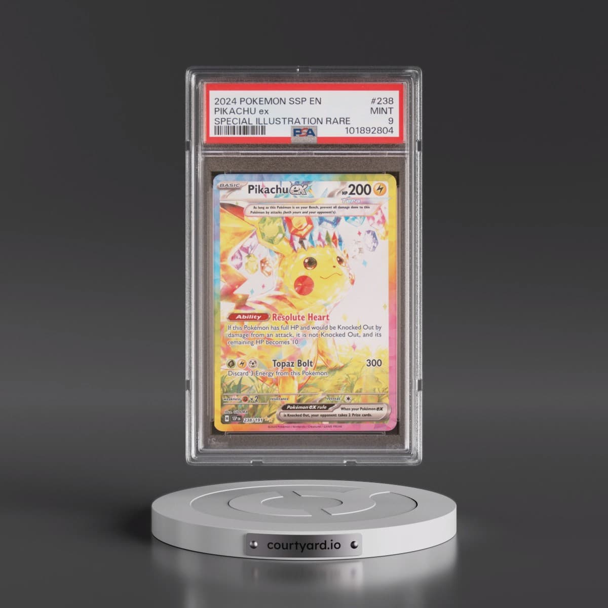2024 Pokémon Ssp EN-Surging Sparks #238 Pikachu EX - Holo Special Illustration Rare (PSA 9 MINT)