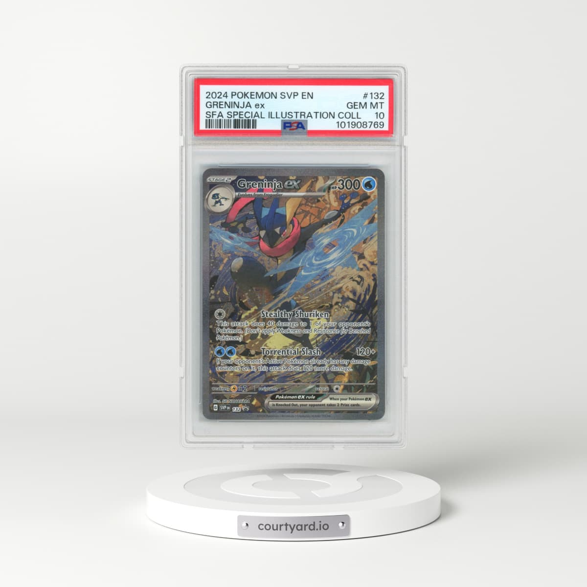 2024 Pokémon Svp EN-SV Black Star Promo #132 Greninja EX - Holo Shrouded Fable Special Illustration Collection (PSA 10 GEM MINT)