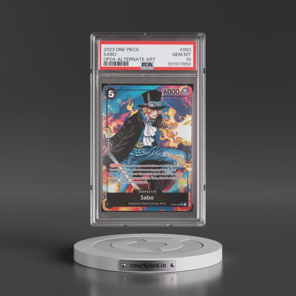 2023 One Piece OP04-Kingdoms of Intrigue #083 Sabo - Alternate Art (PSA 10 GEM MINT)