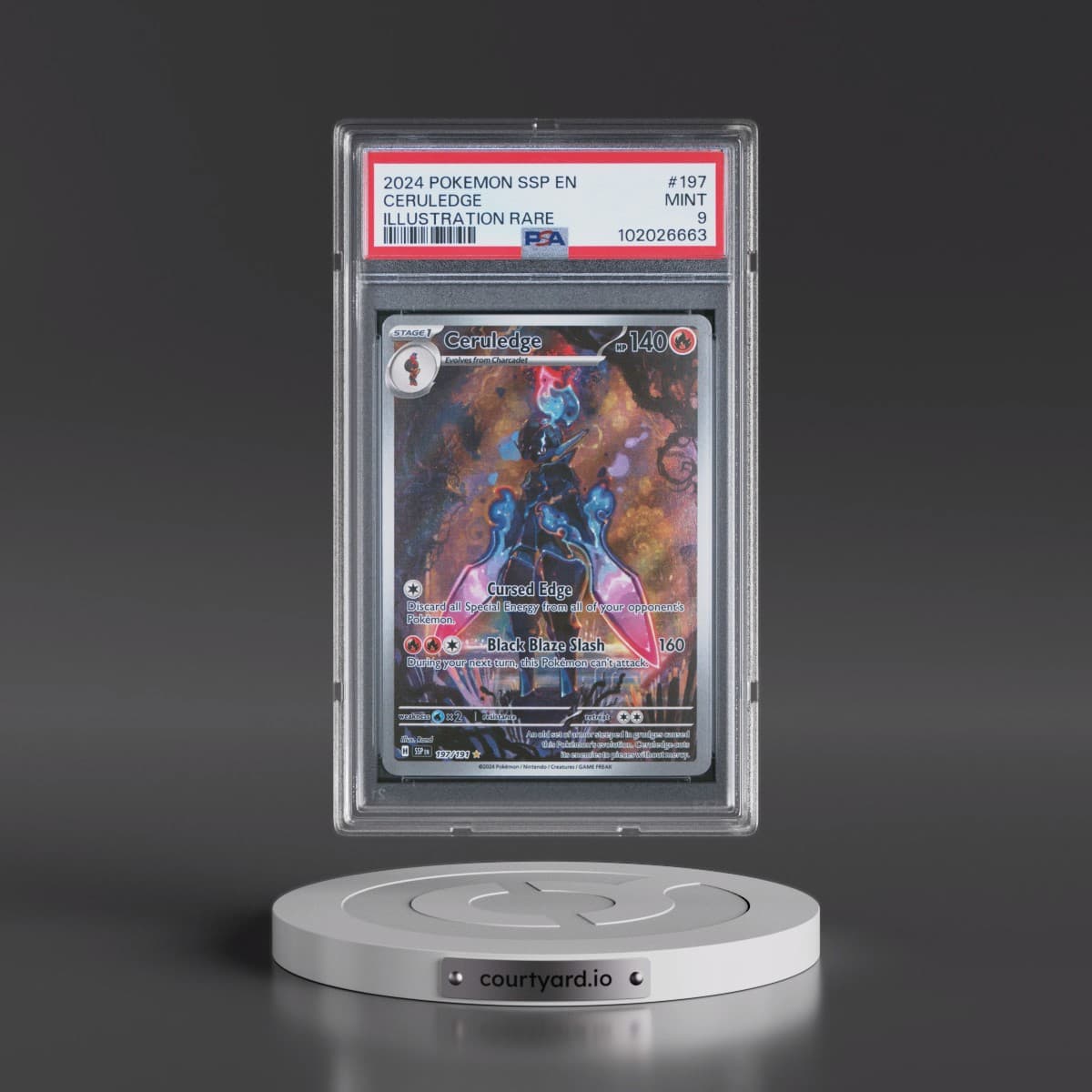 2024 Pokémon Ssp EN-Surging Sparks #197 Ceruledge - Illustration Rare (PSA 9 MINT)