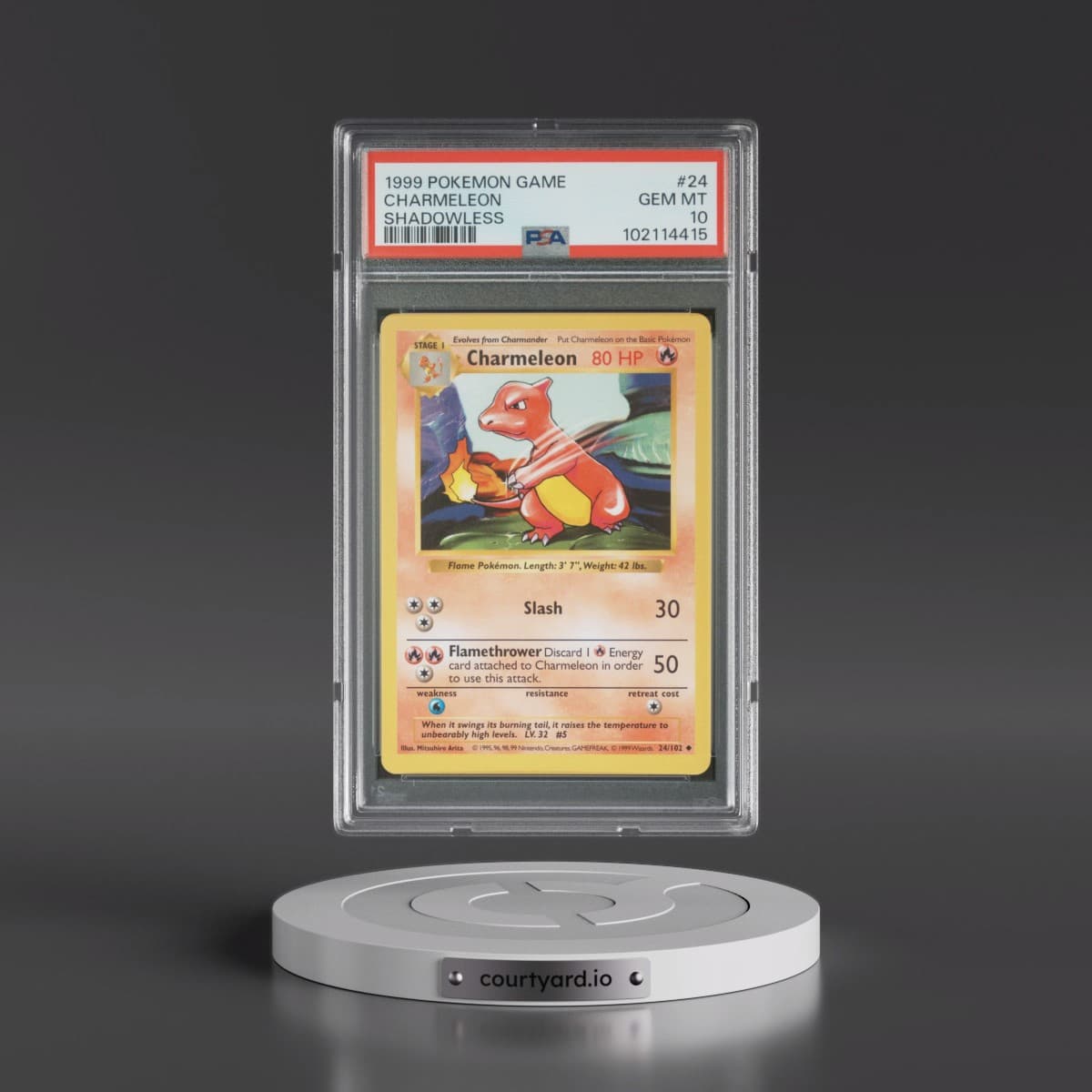 1999 Pokémon Game #24 Charmeleon - Shadowless (PSA 10 GEM MINT)