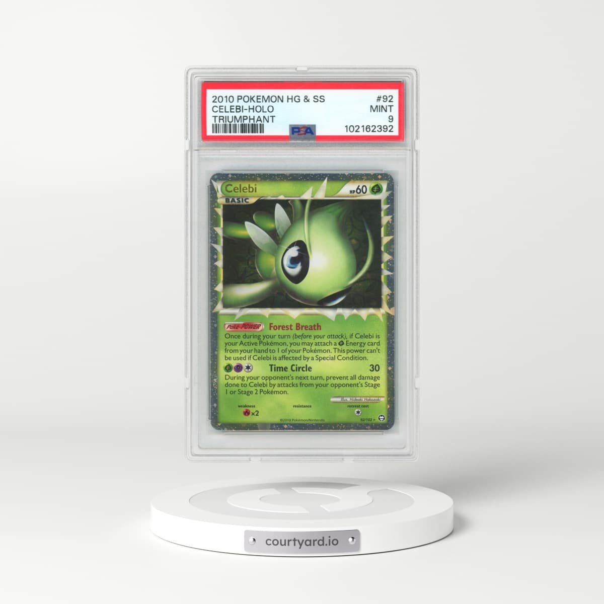 2010 Pokémon Heartgold & Soulsilver Triumphant #92 Celebi - Holo (PSA 9 MINT)