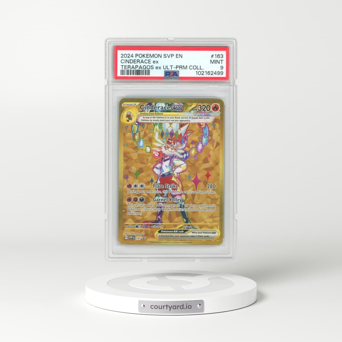 2024 Pokémon Svp EN-SV Black Star Promo #163 Cinderace EX - Holo Terapagos EX Ultra-Premium Collection (PSA 9 MINT)