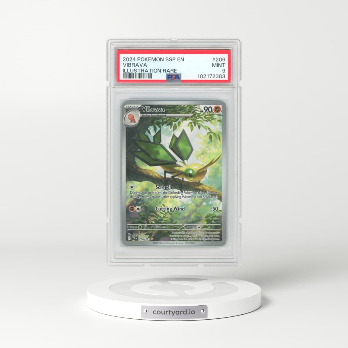 2024 Pokémon Ssp EN-Surging Sparks #206 Vibrava - Illustration Rare (PSA 9 MINT)