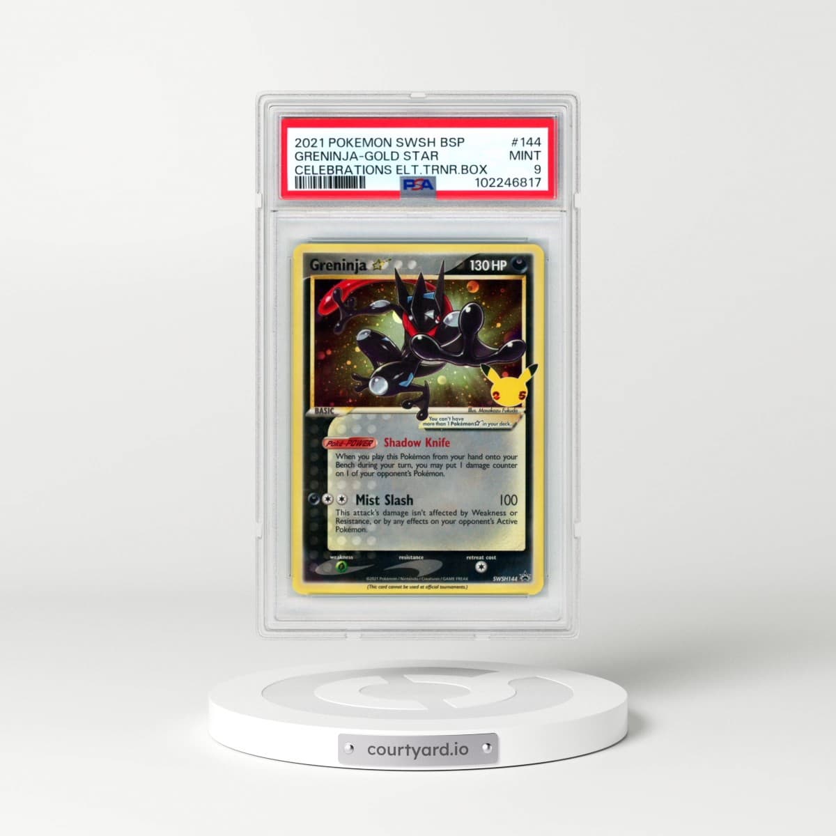 2021 Pokémon Swsh Black Star Promo #144 Greninja-Gold Star - Celebrations Elite Trainer Box (PSA 9 MINT)