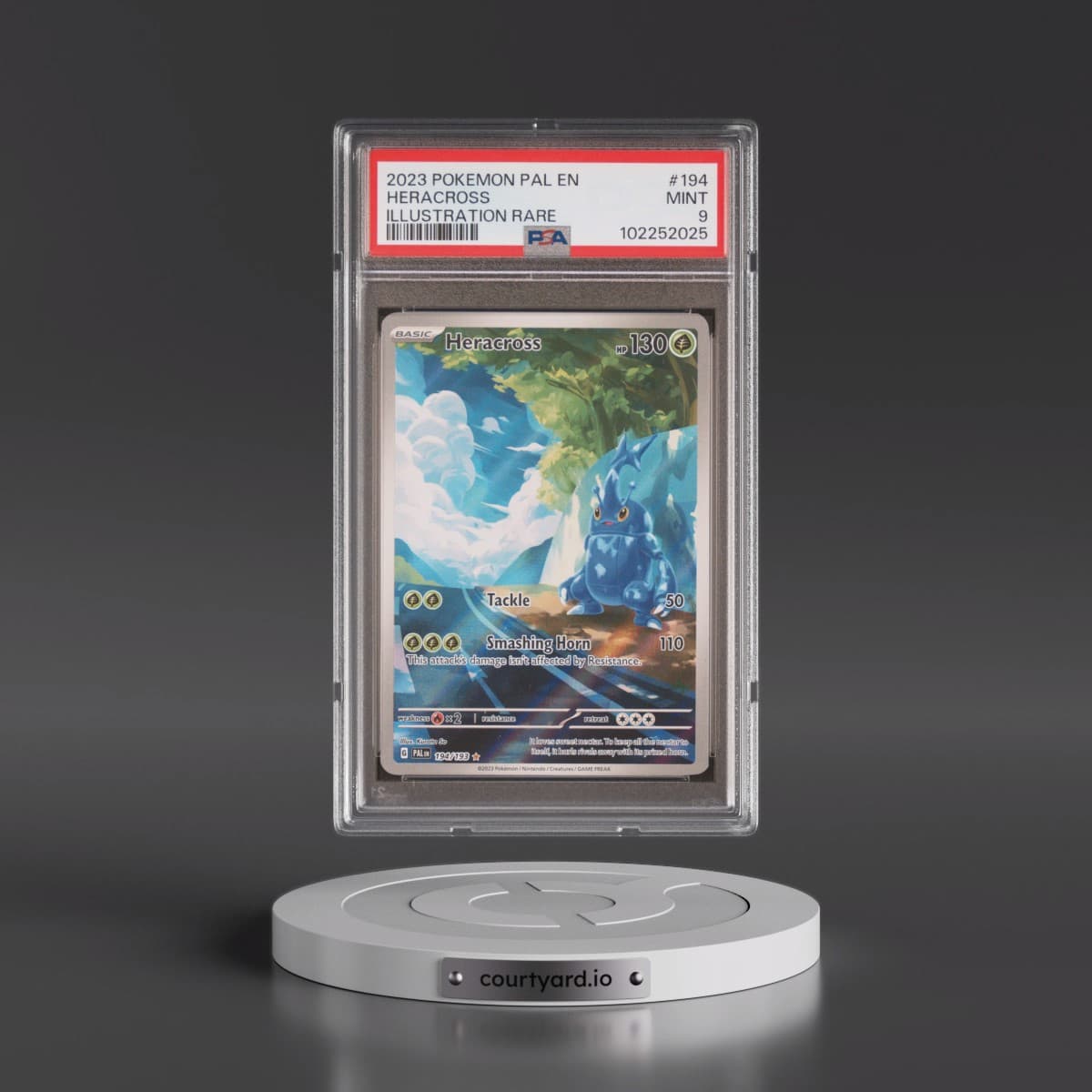 2023 Pokémon Pal EN-Paldea Evolved #194 Heracross - Illustration Rare (PSA 9 MINT)