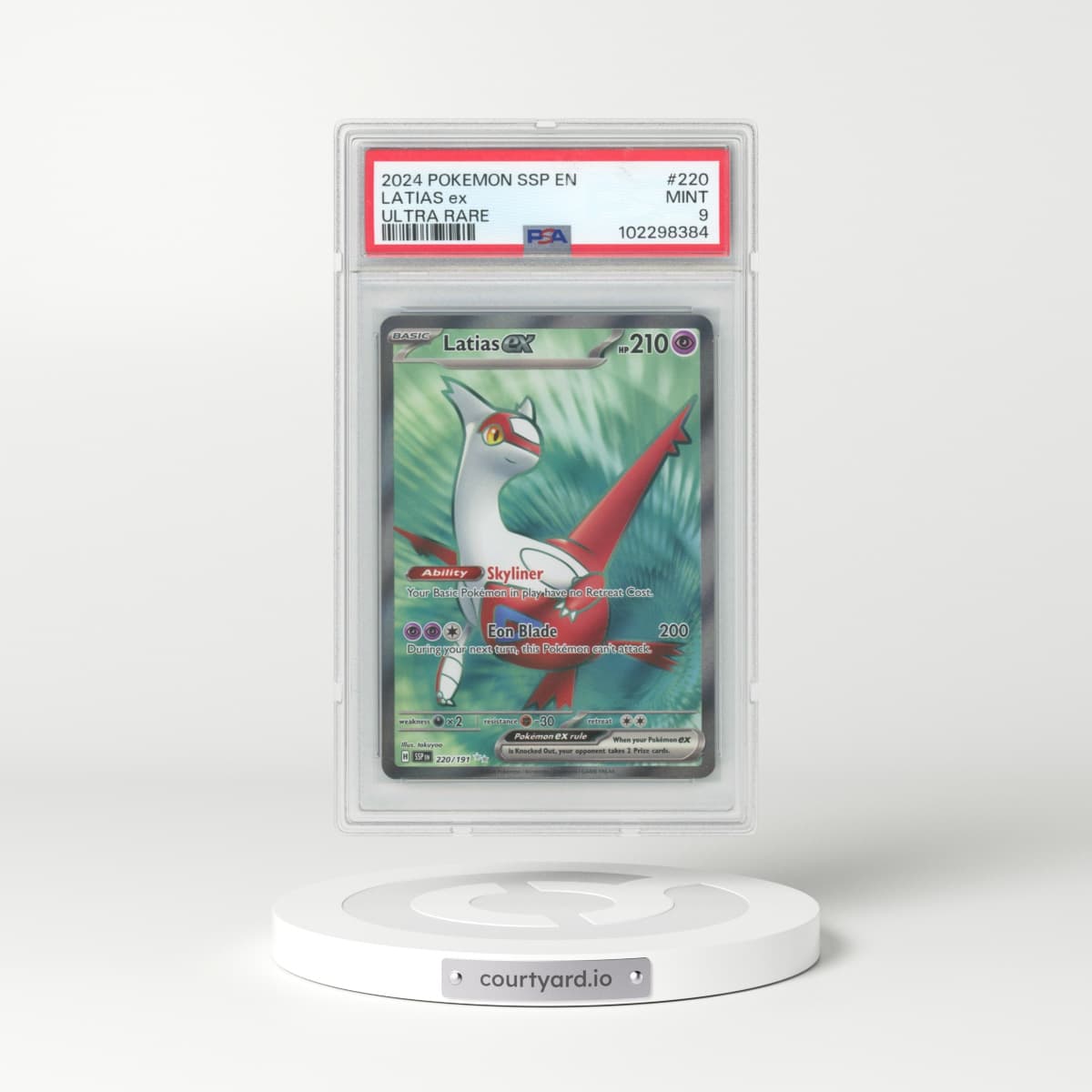 2024 Pokémon Ssp EN-Surging Sparks #220 Latias EX - Holo Ultra Rare (PSA 9 MINT)