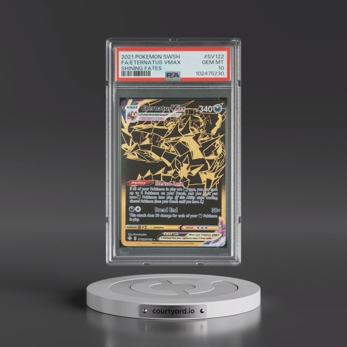 2021 Pokémon Sword & Shield Shining Fates #SV122 Eternatus Vmax - Full Art (PSA 10 GEM MINT)