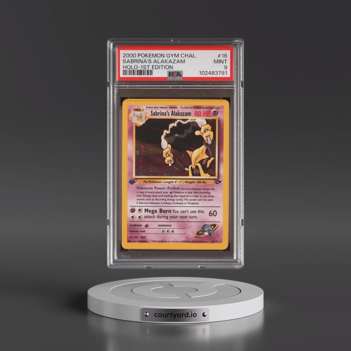 2000 Pokémon Gym Challenge #16 Sabrina's Alakazam - 1st Edition Holo (PSA 9 MINT)