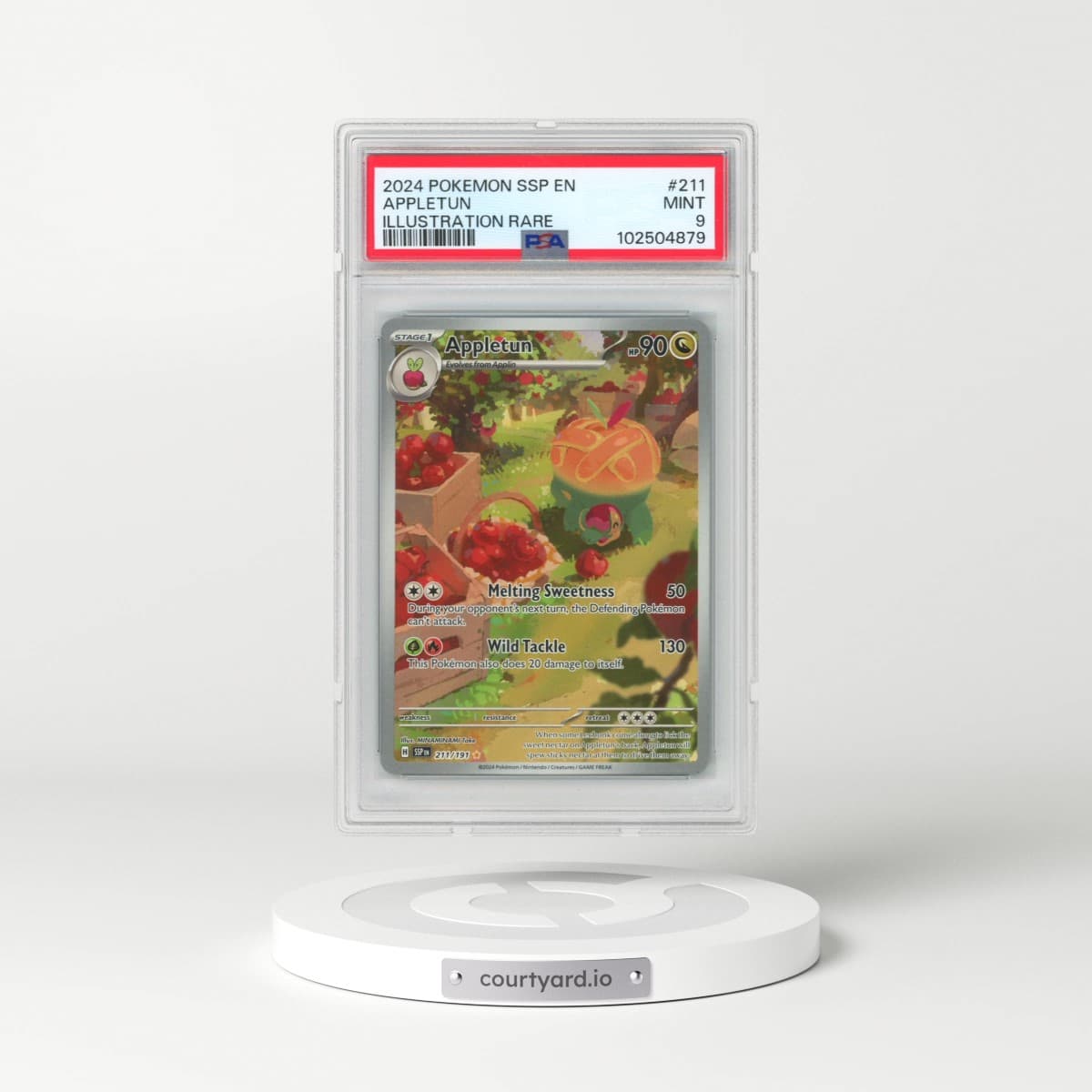 2024 Pokémon Ssp EN-Surging Sparks #211 Appletun - Illustration Rare (PSA 9 MINT)