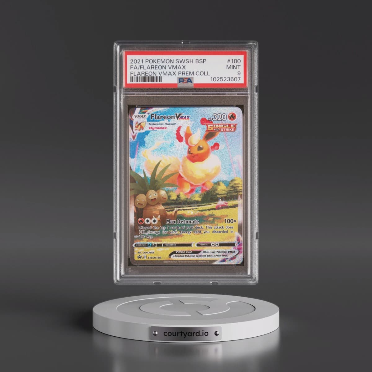 2021 Pokémon Swsh Black Star Promo #180 Flareon Vmax - Full Art Flareon Vmax Premium Collection (PSA 9 MINT)