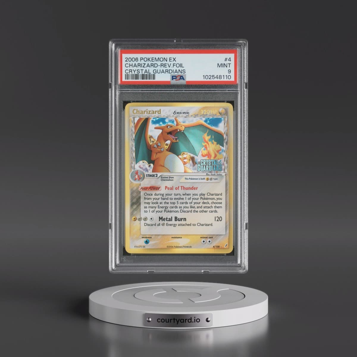 2006 Pokémon EX Crystal Guardians #4 Charizard - Reverse Foil (PSA 9 MINT)