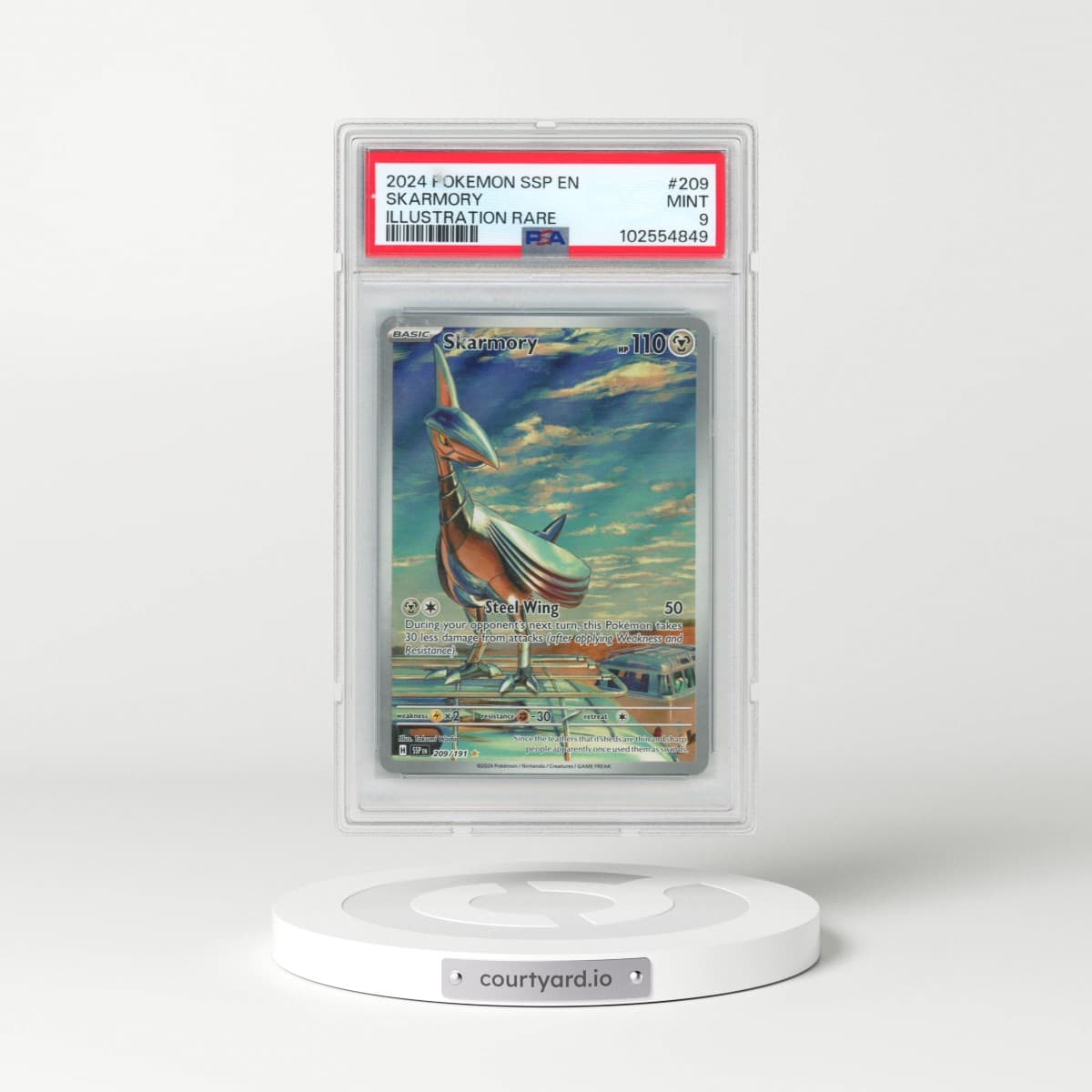 2024 Pokémon Ssp EN-Surging Sparks #209 Skarmory - Illustration Rare (PSA 9 MINT)