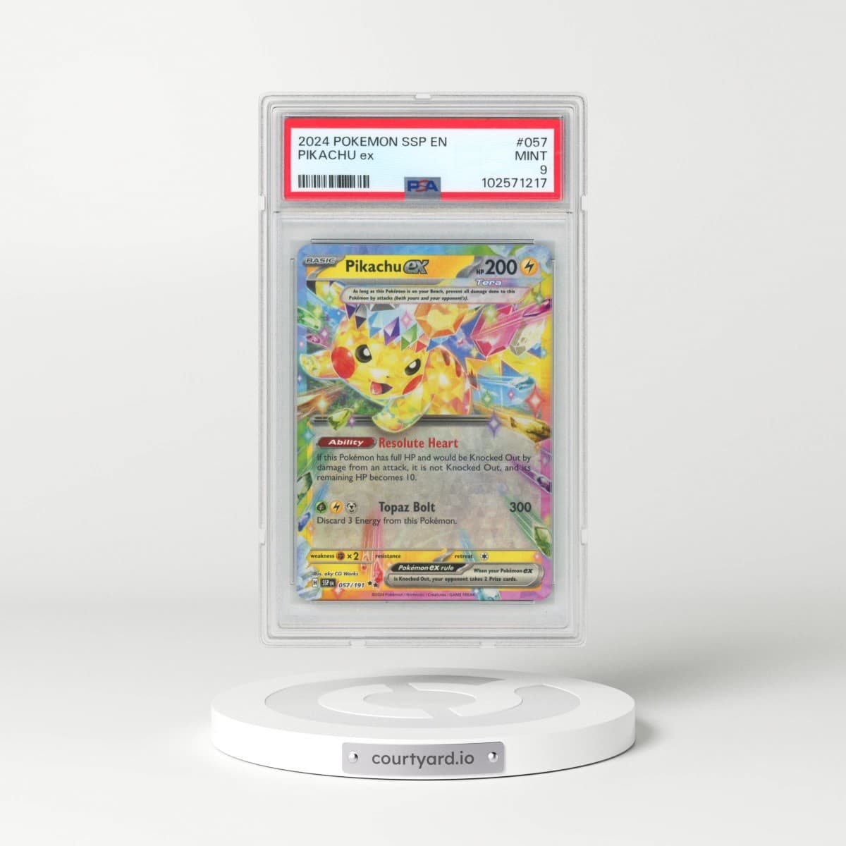 2024 Pokémon Ssp EN-Surging Sparks #057 Pikachu EX - Holo (PSA 9 MINT)