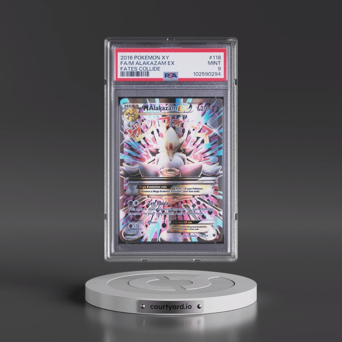 2016 Pokémon XY Fates Collide #118 M Alakazam EX - Holo Full Art (PSA 9 MINT)