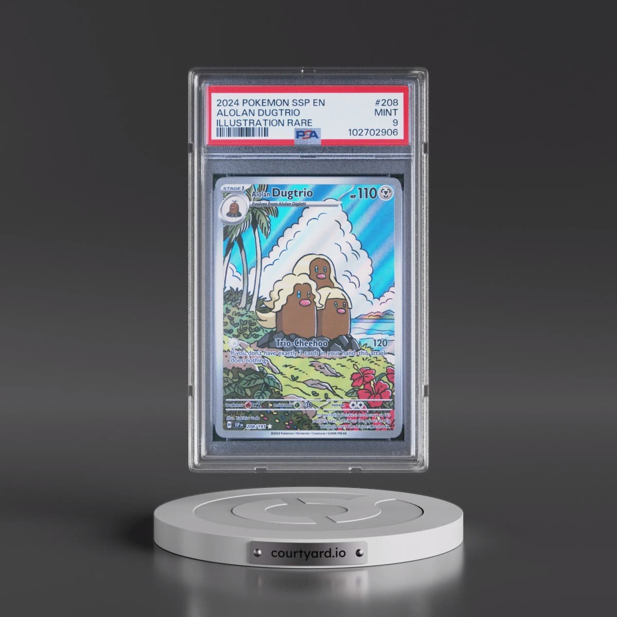 2024 Pokémon Ssp EN-Surging Sparks #208 Alolan Dugtrio - Illustration Rare (PSA 9 MINT)