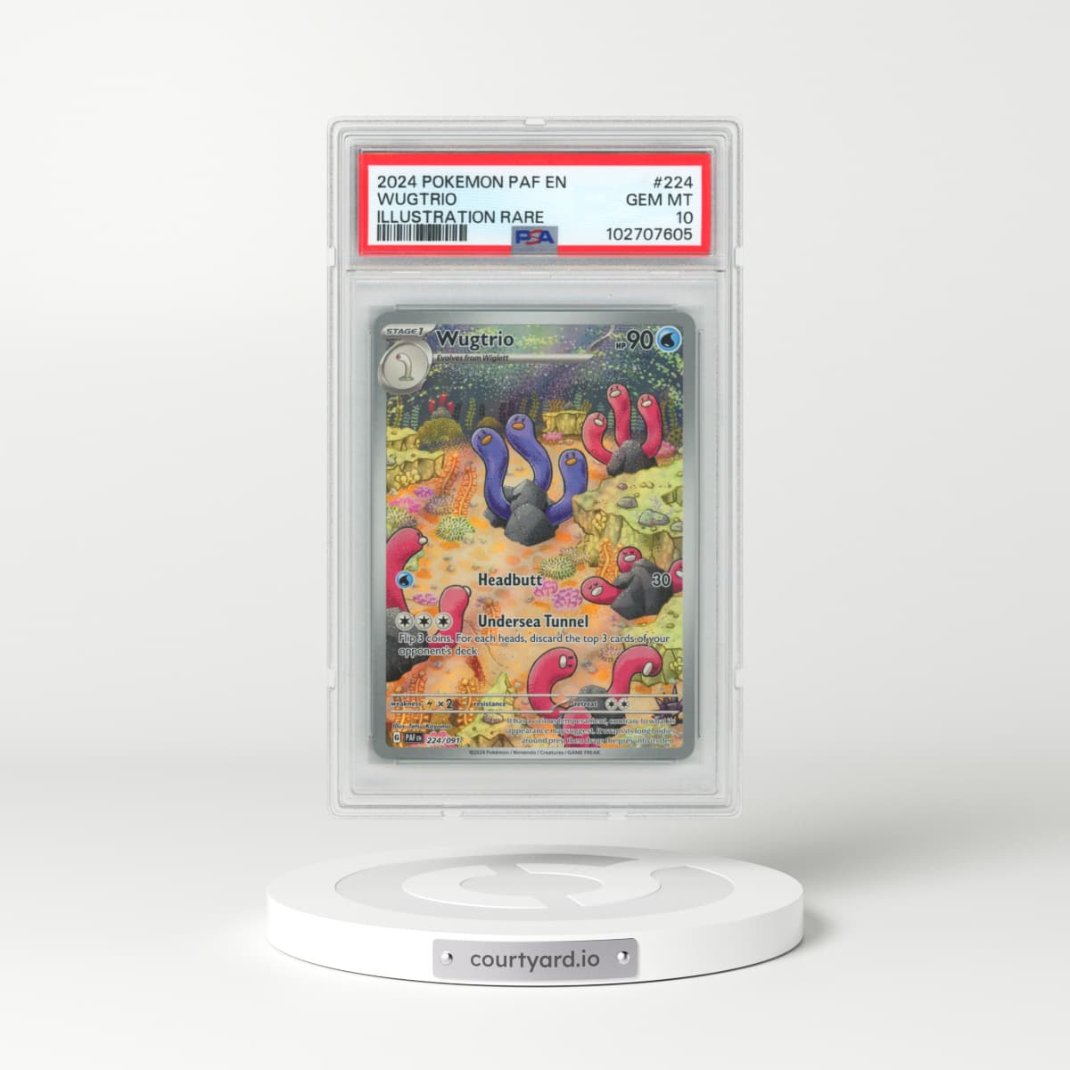 2024 Pokémon Paf EN-Paldean Fates #224 Wugtrio - Illustration Rare (PSA 10 GEM MINT)