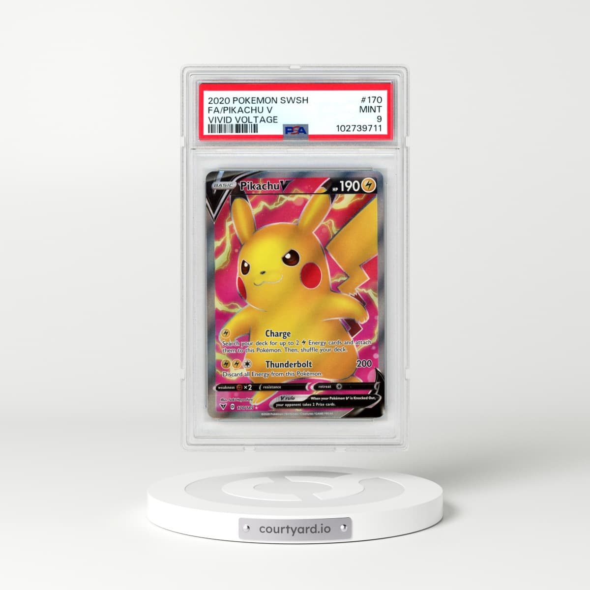 2020 Pokémon Sword & Shield Vivid Voltage #170 Pikachu V - Holo Full Art (PSA 9 MINT)
