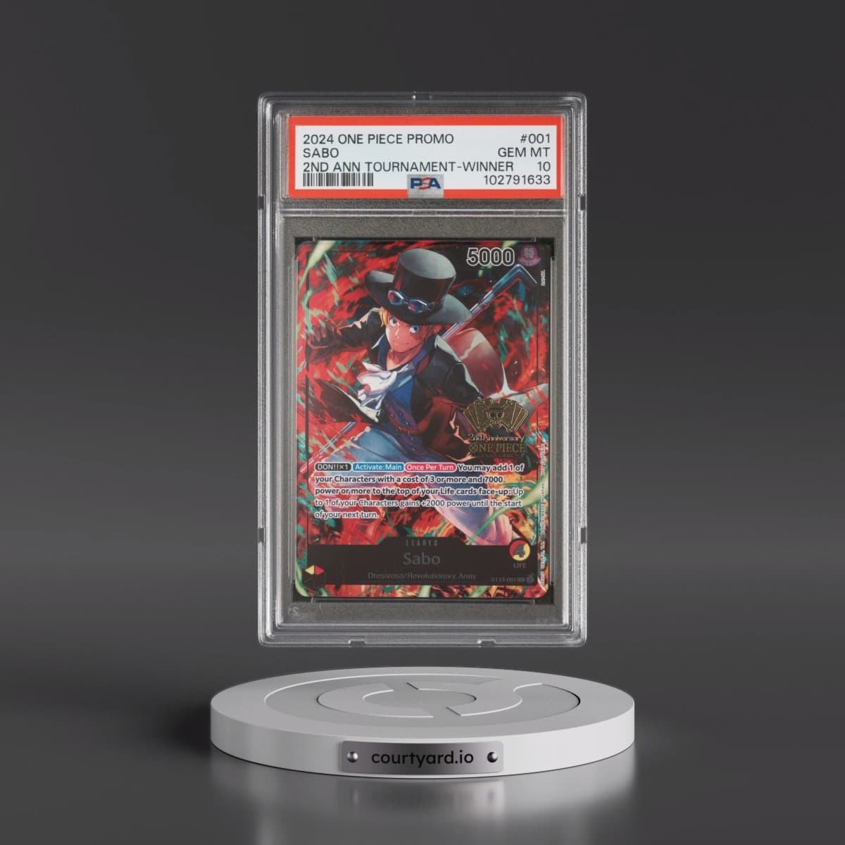 2024 One Piece Promos #001 Sabo - 2nd Anniversary Tournament-Winner (PSA 10 GEM MINT)