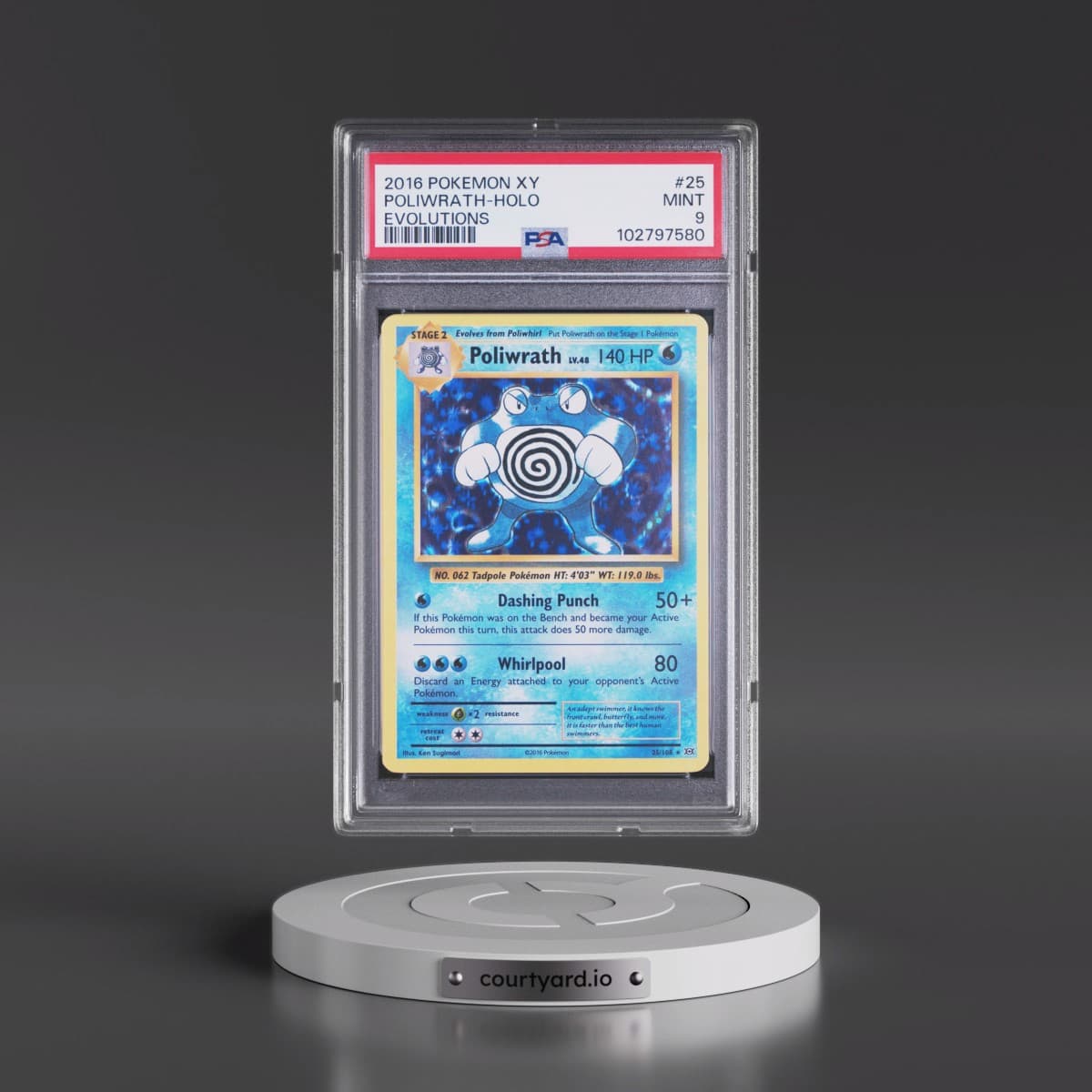 2016 Pokémon XY Evolutions #25 Poliwrath - Holo (PSA 9 MINT)