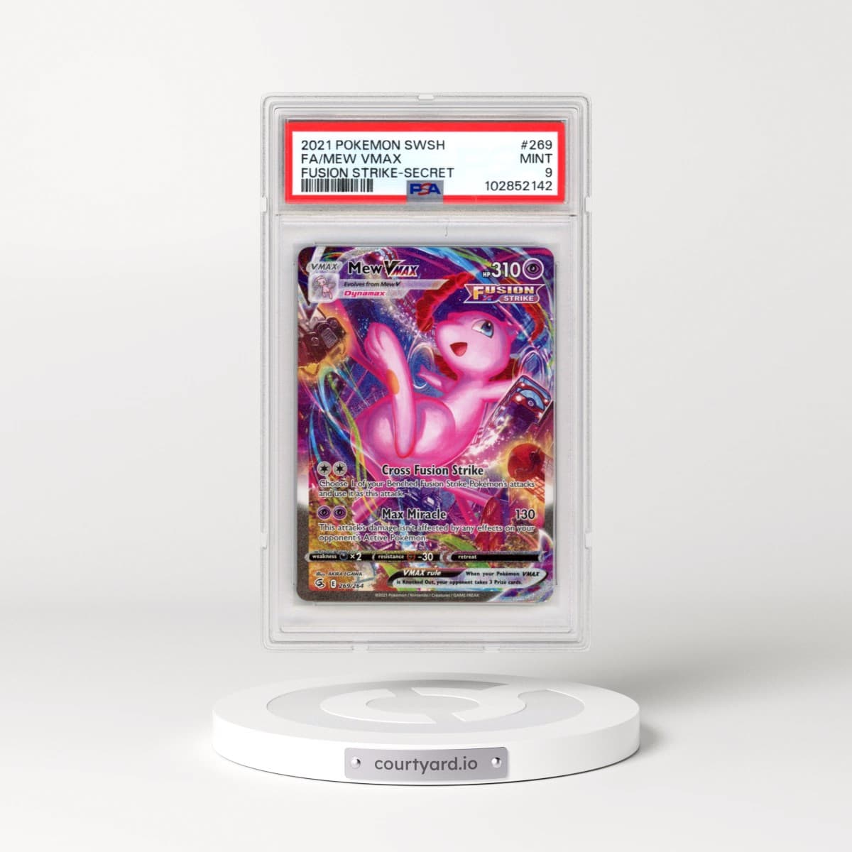2021 Pokémon Sword & Shield Fusion Strike #269 Mew Vmax - Full Art Secret (PSA 9 MINT)