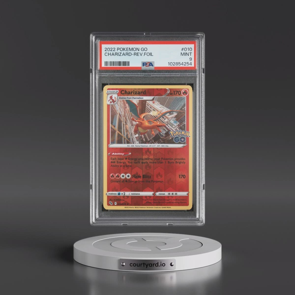 2022 Pokémon Go #010 Charizard - Reverse Foil (PSA 9 MINT)
