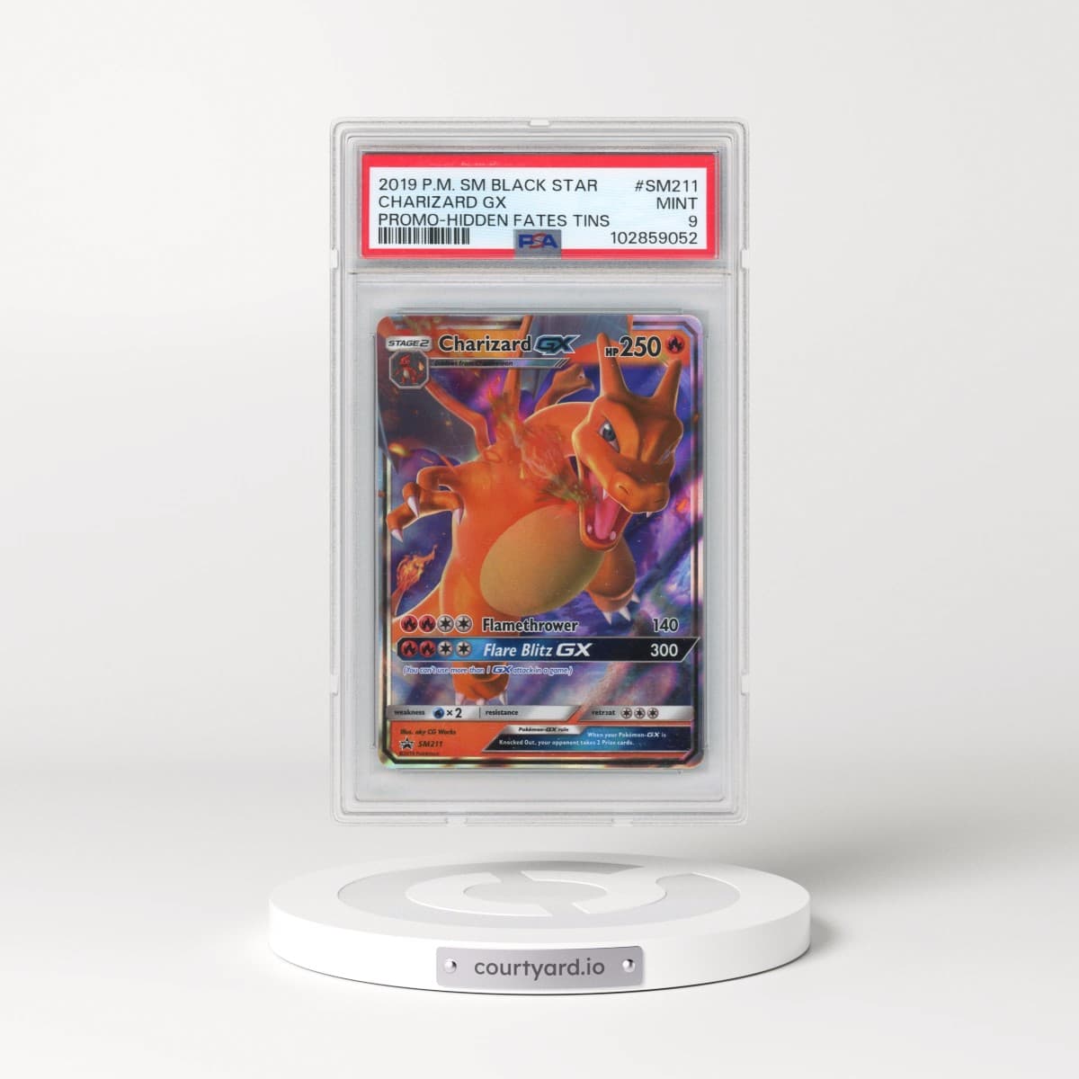 2019 Pokémon SM Black Star Promo #SM211 Charizard GX - Holo Hidden Fates Tins (PSA 9 MINT)