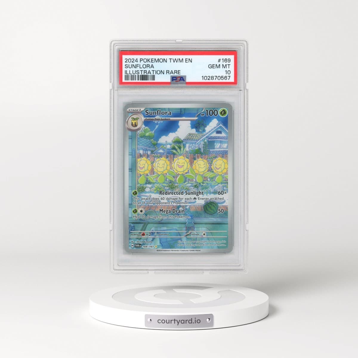 2024 Pokémon Twm EN-Twilight Masquerade #169 Sunflora - Illustration Rare (PSA 10 GEM MINT)