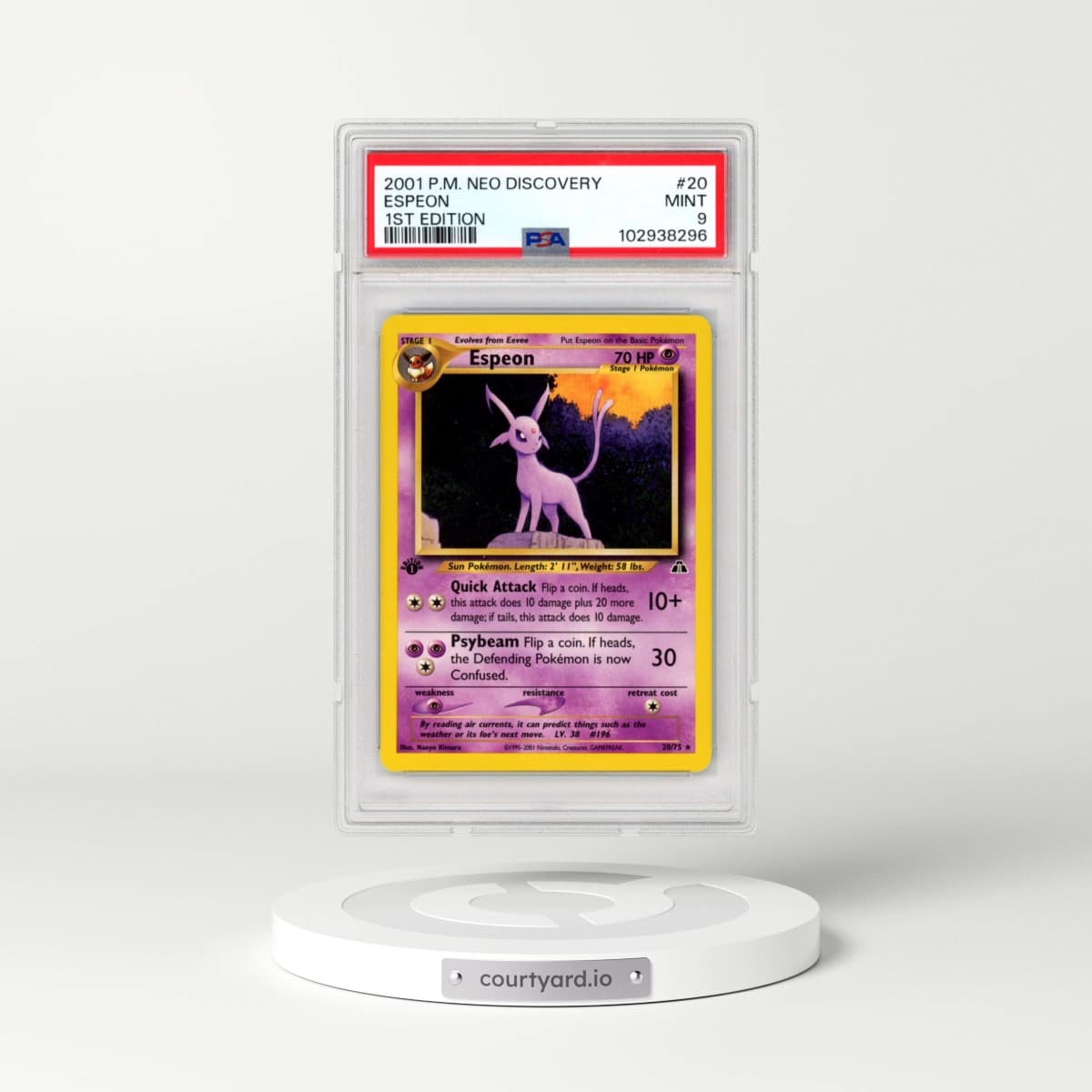 2001 Pokémon Neo Discovery #20 Espeon - 1st Edition (PSA 9 MINT)